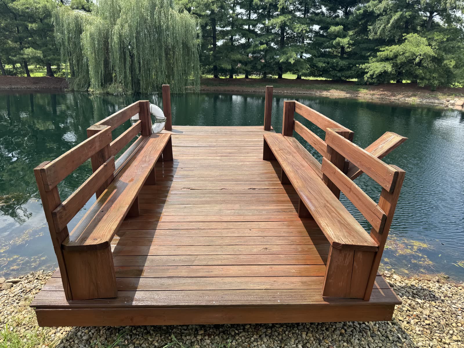 Wood deck brightened by gentle soft washing in Central Ohio