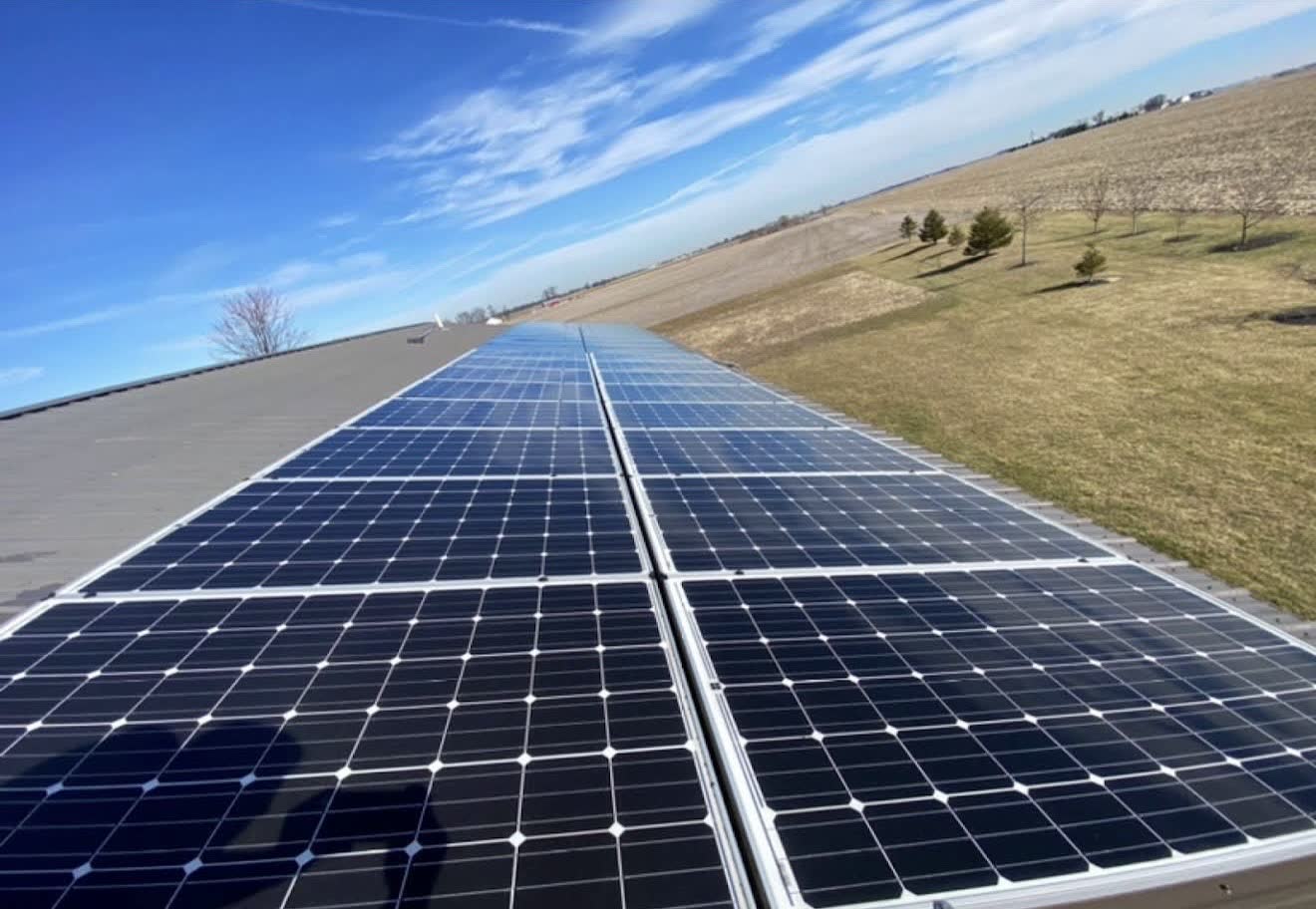 Spot-free residential solar panels after cleaning in Central Ohio