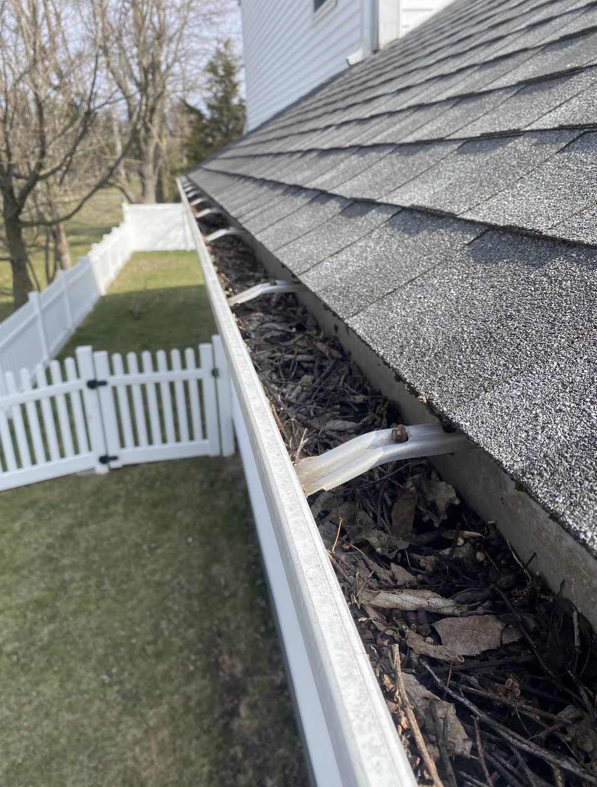 Gutter cleared and clog removed during a gutter cleaning in Central Ohio