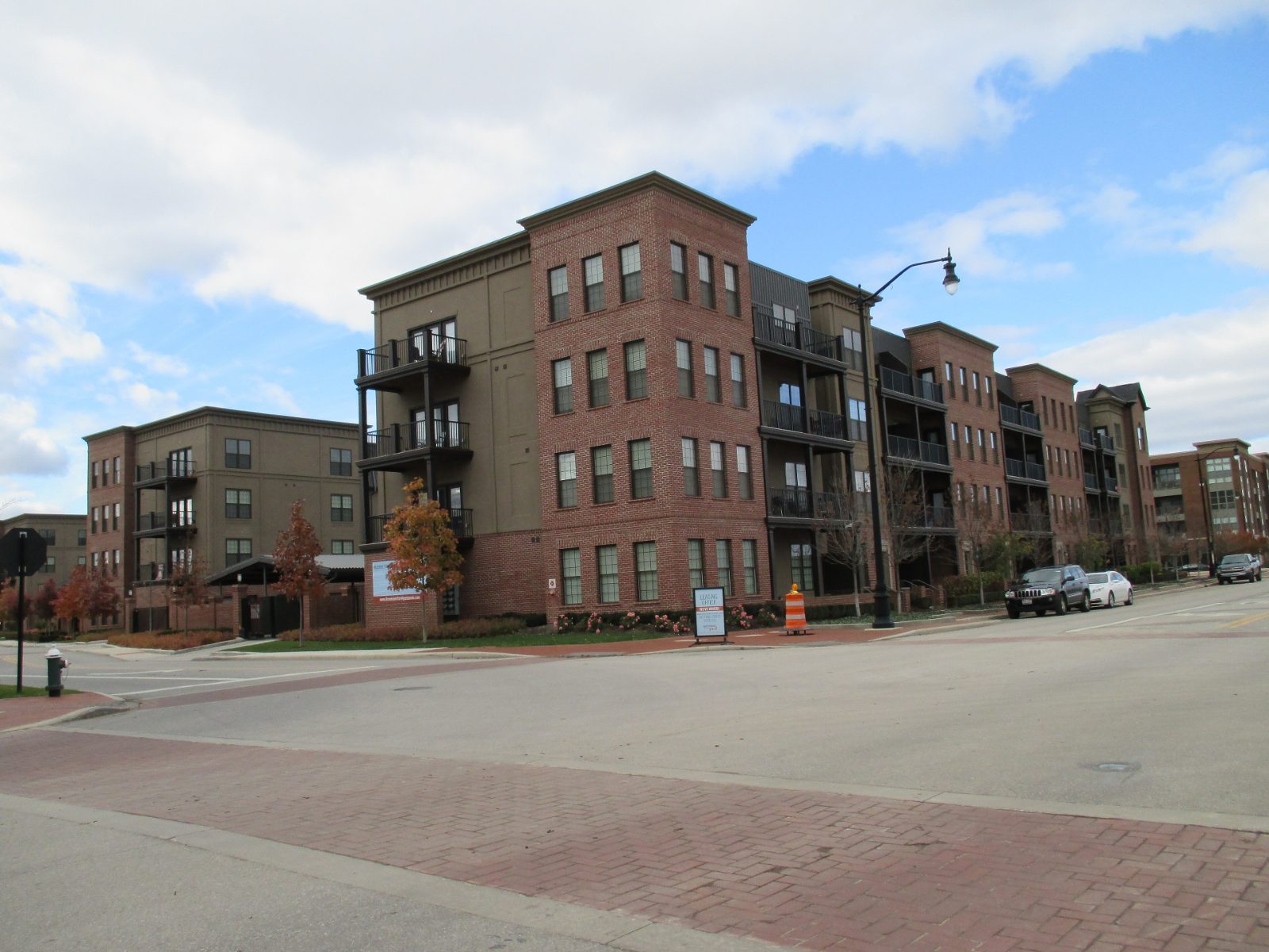 Brick shops and residences in the Grandview Yard district of Grandview Heights, Ohio