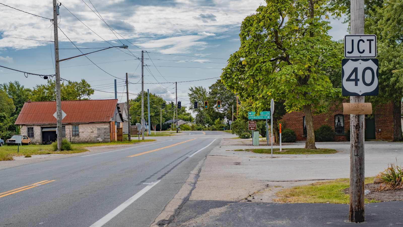 The US Route 40 and State Route 56 junction at Summerford, Ohio