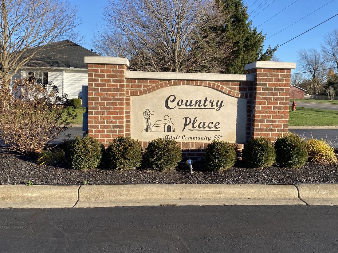 Brick and stone community entrance sign cleaned at Country Place, Central Ohio