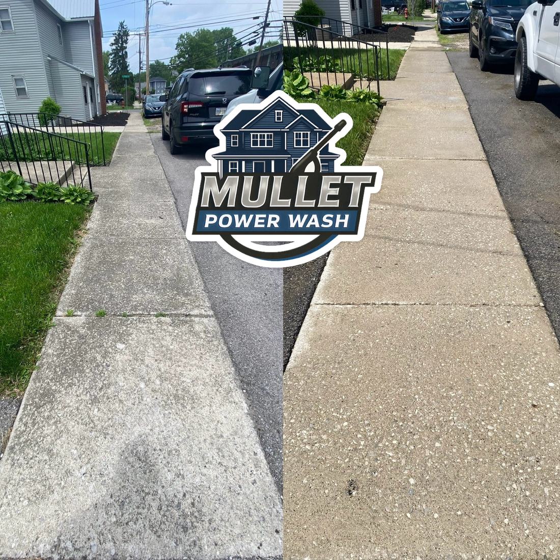 Front sidewalk &mdash; before and after, shown together