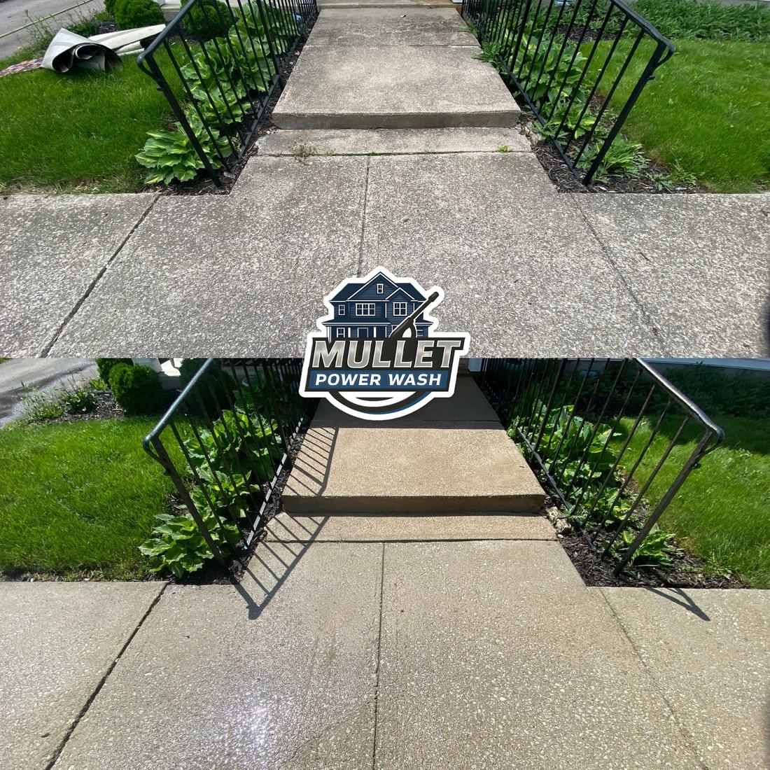 Front walk and steps &mdash; before and after, shown together