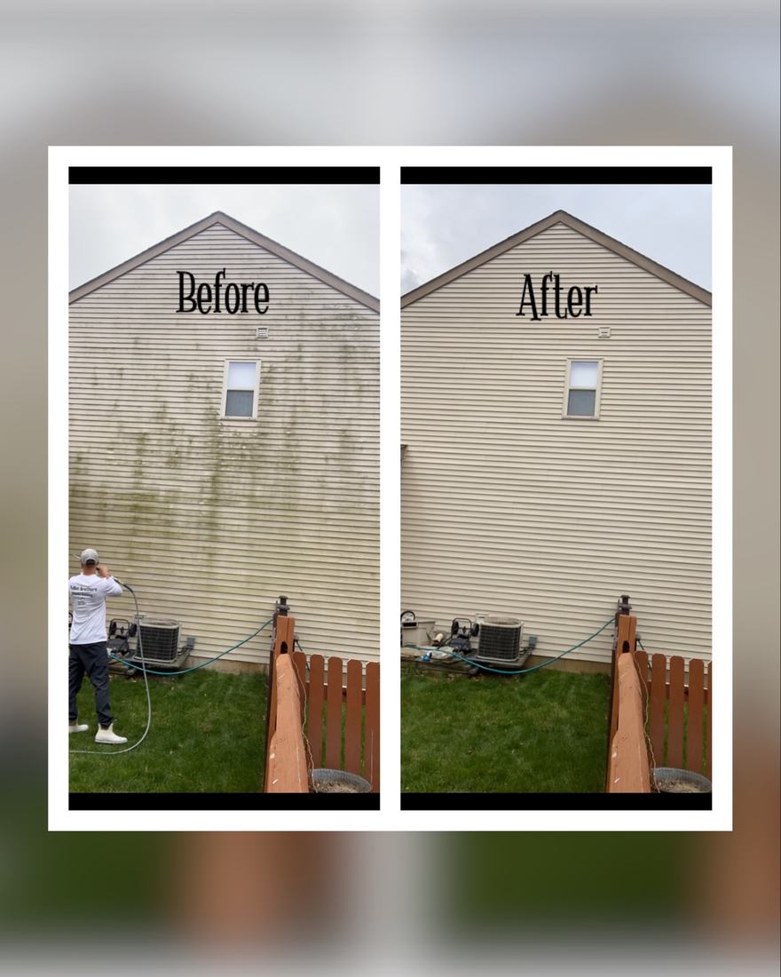 Gable wall, side by side &mdash; before and after, shown together