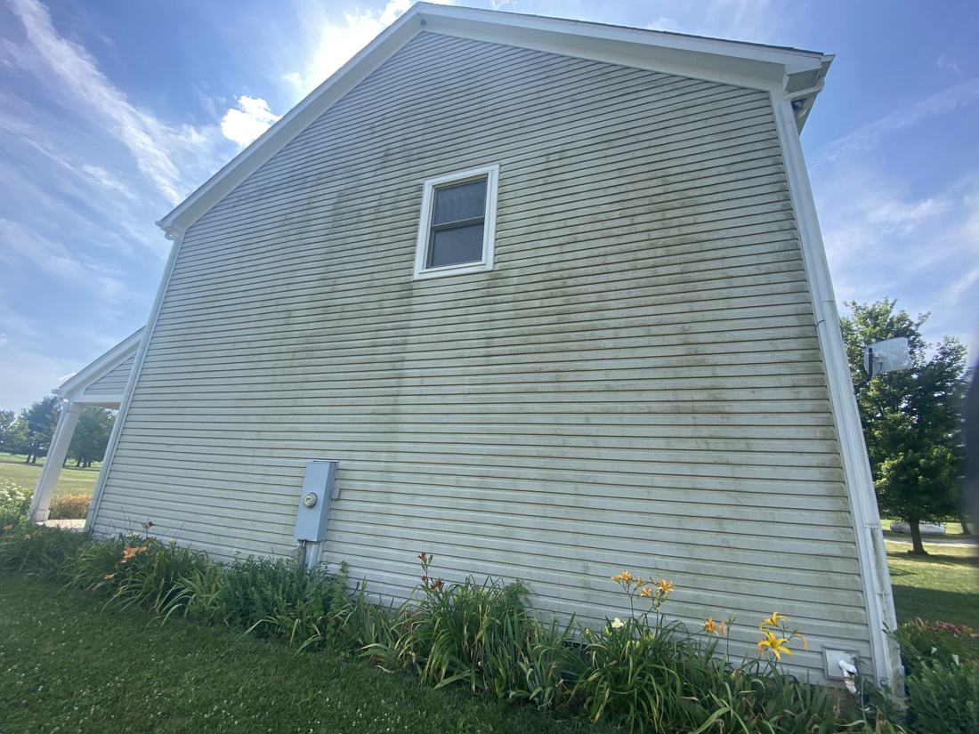 Vinyl gable end before washing