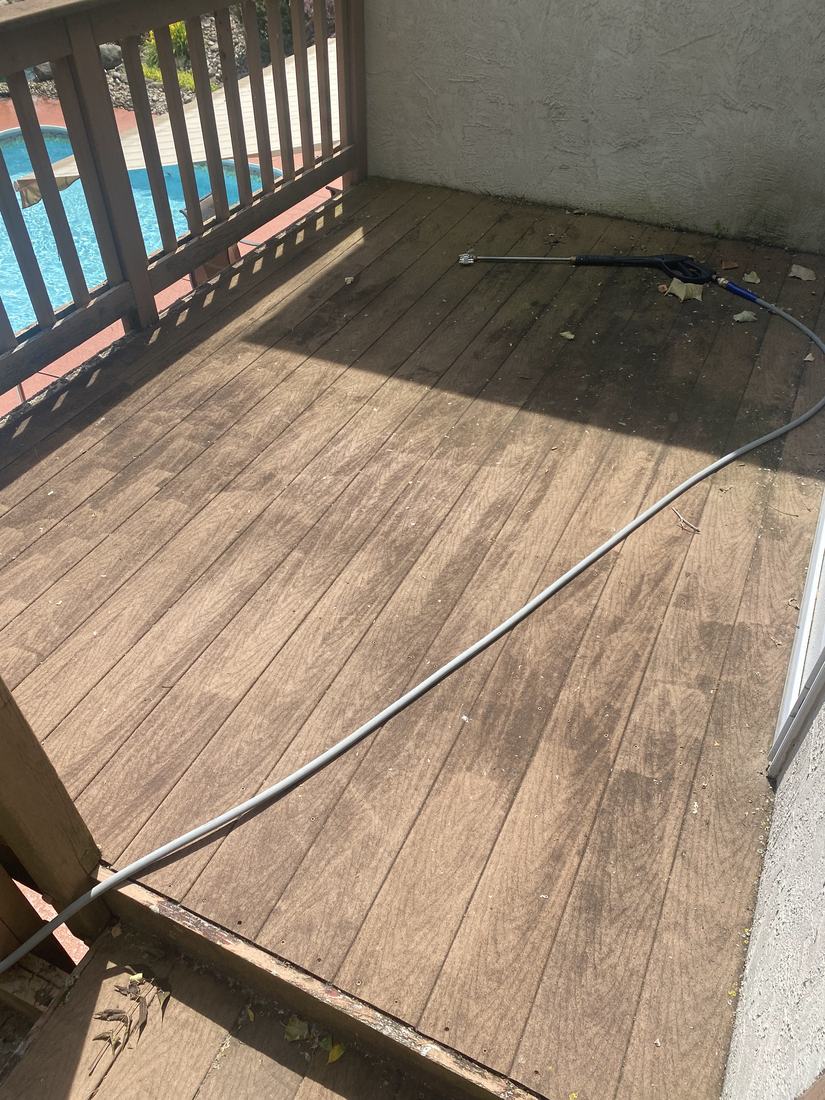 Weathered deck boards before washing
